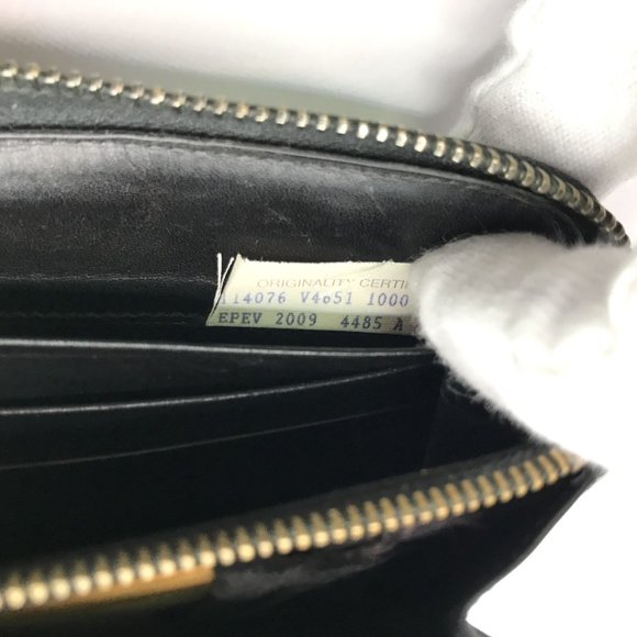 Authentic Bottega Veneta Wallet Long Round Fastener Intrecciato Black Vintage - Picture 6 of 11
